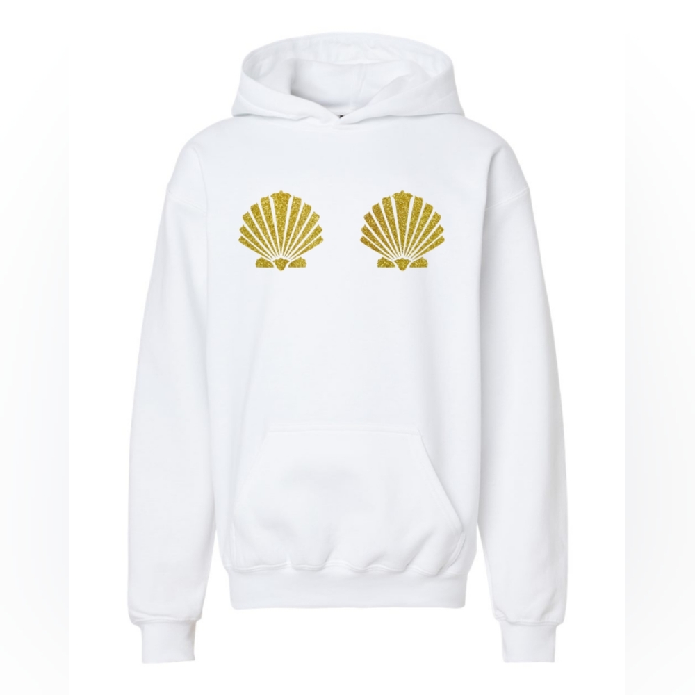 Mermaid shell bra Pullover Hoodie White